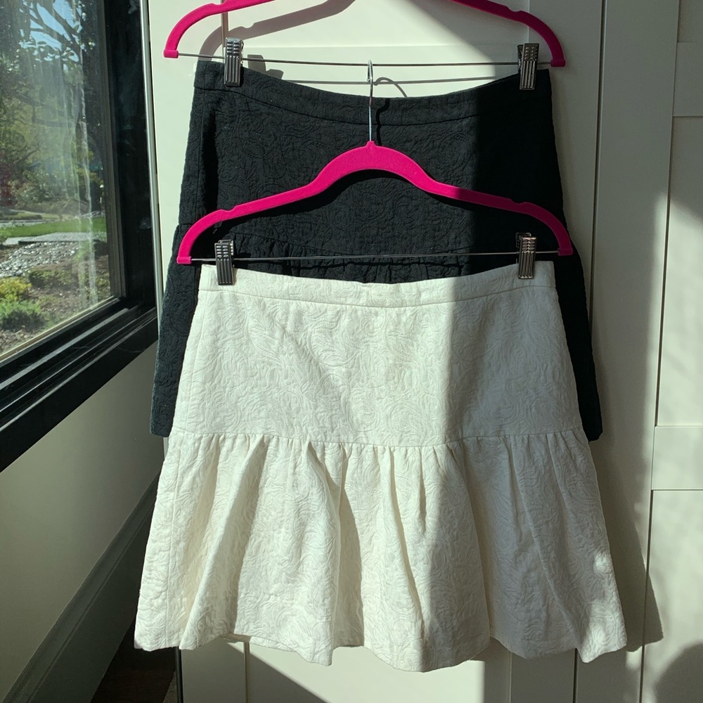 Lot of 2 J.Crew "Matelasse" Skater Mini Skirts Black Cream s 4